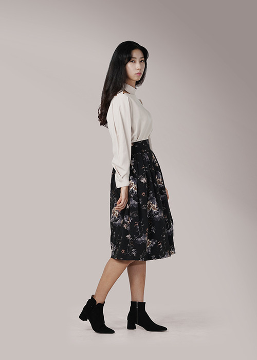 [7196 label] black wrap skirt