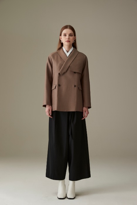 curved micado silk half coat (black, 주문시 2주 후 발송예정 )