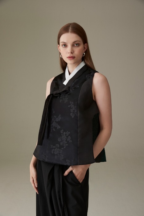 hanbok silk vest (black, 주문시 2주 후 발송예정 )